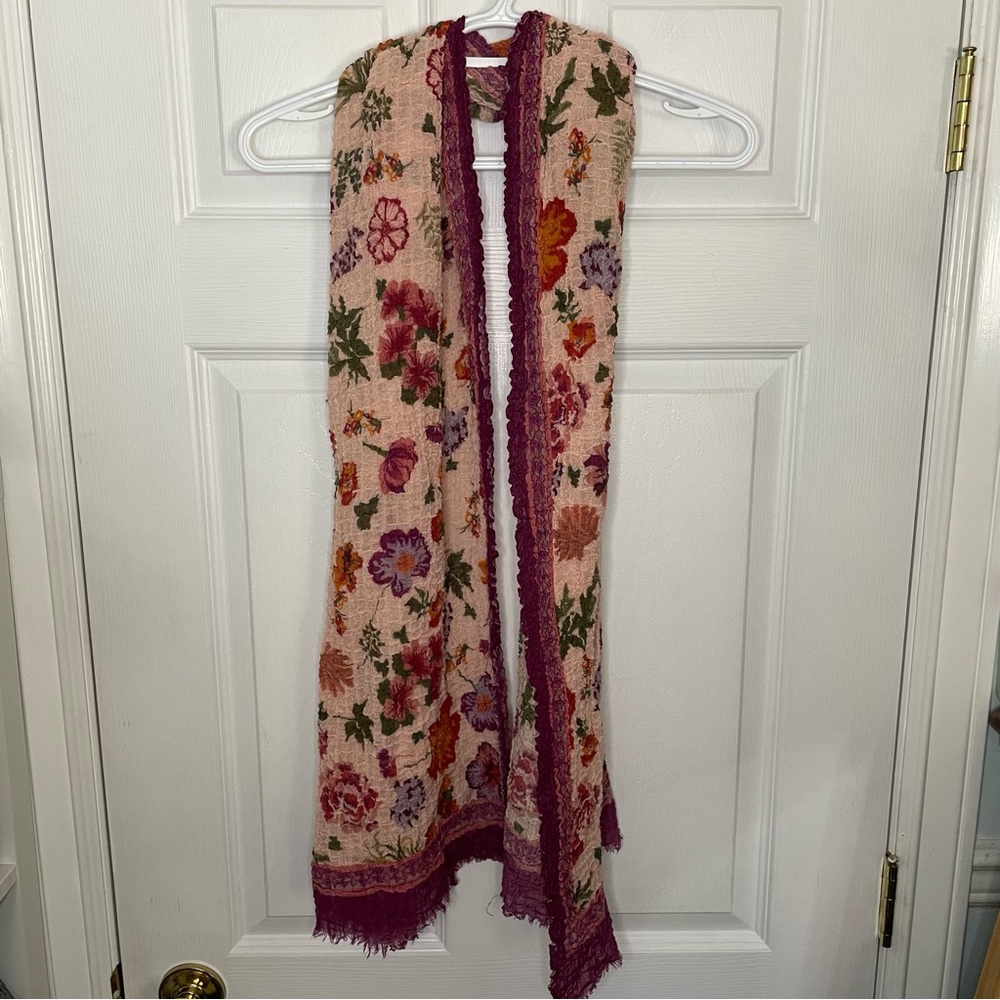 Anthropologie stunning floral wool blend scarf